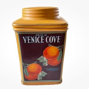 Vintage, Oneida Pride of Venice Cove Orange Tin Canister